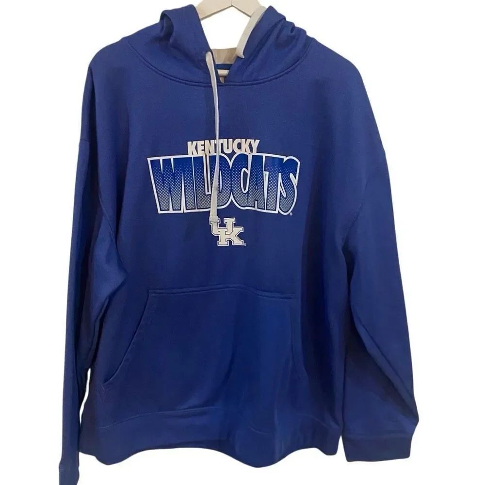 Proedge XL Kentucky Wildcats blue white hoodie drawstring has a stain